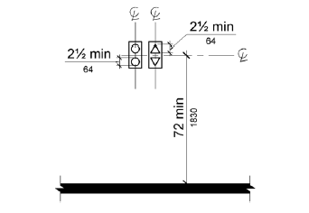 Visible signals are shown centered at 72 inches (1830 mm) minimum above the floor ground.