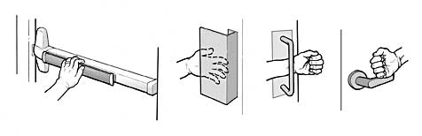 illustration of four accessible door handles
