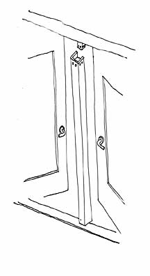 illustration of double doors with a center post in the door frame