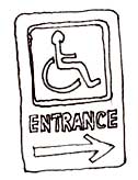 illustration of a sign directing to an accessible entrance
